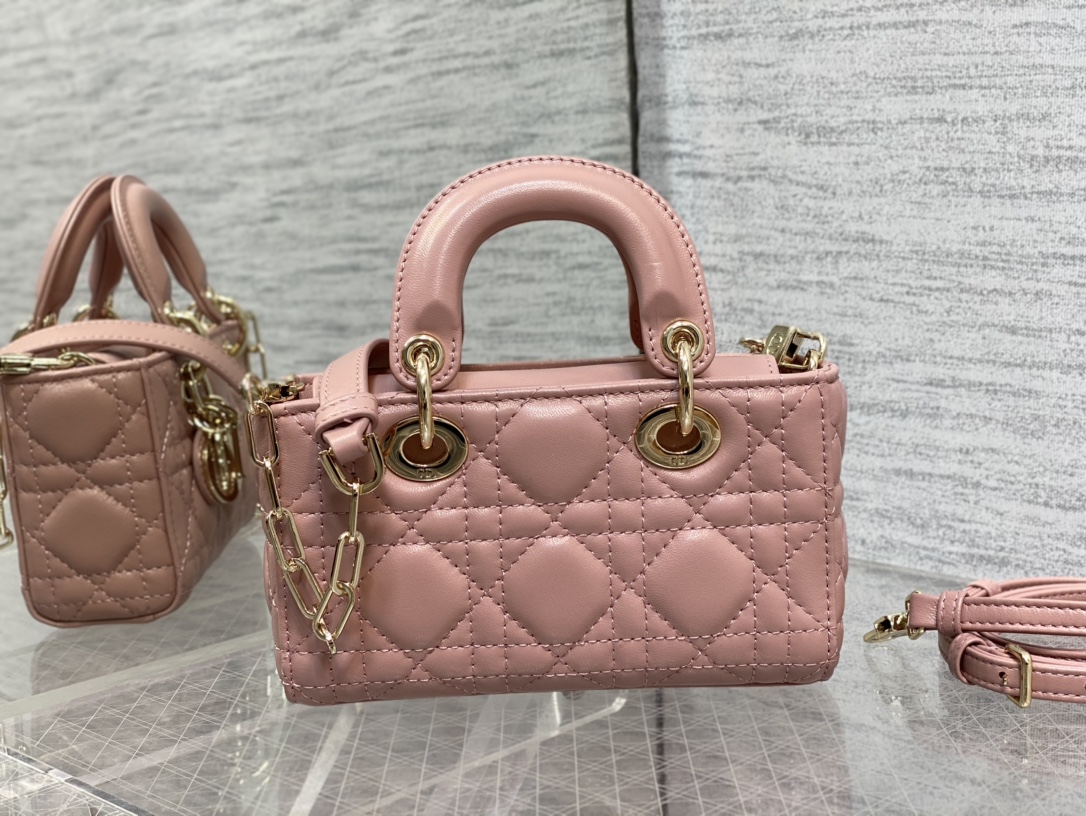 Micro Lady D-Joy Bag Pink Cannage Lambskin